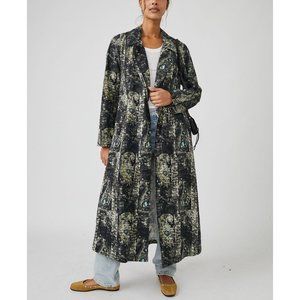 FREE PEOPLE Rae Printed Duster / Washed Black Combo